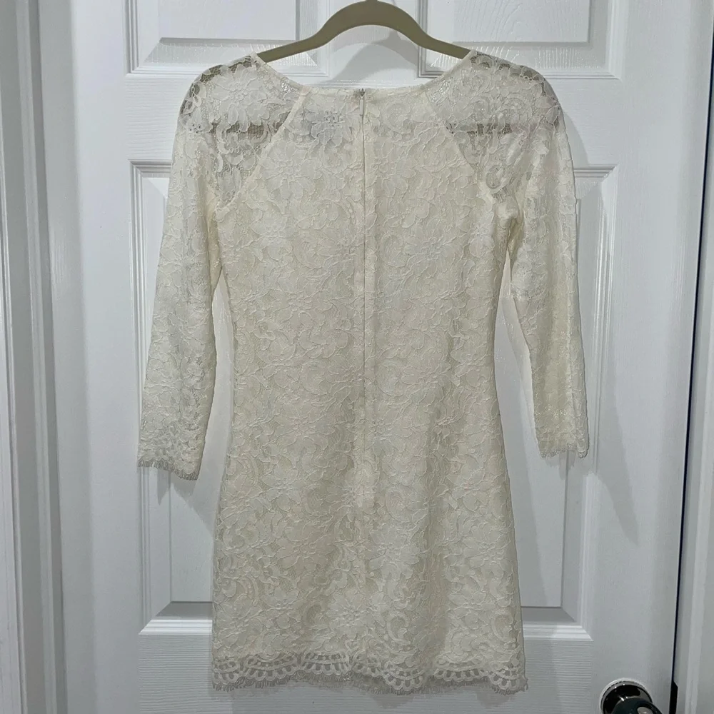 💰3 For $25 💰Armani Exchange Off White Lace Mini Dress SZ 0 - Picture 7 of 9